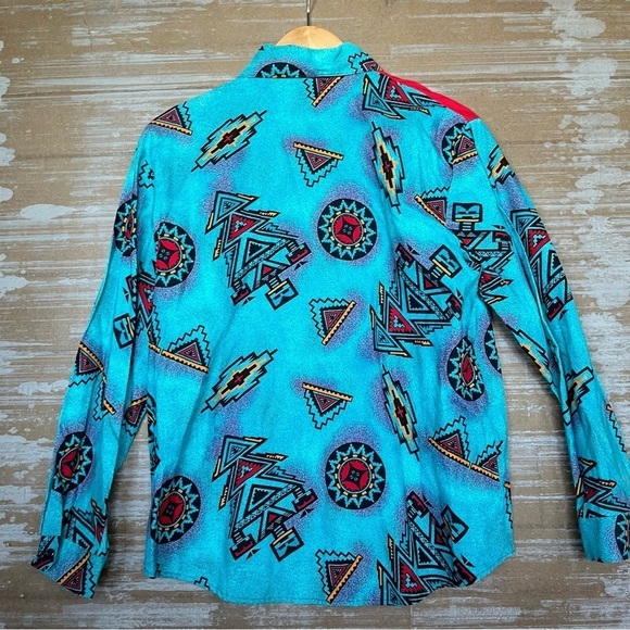 Ozark Mountain Company Vintage Aztec Button Down 90s Cowboy Rodeo Womens M - Picture 4 of 4